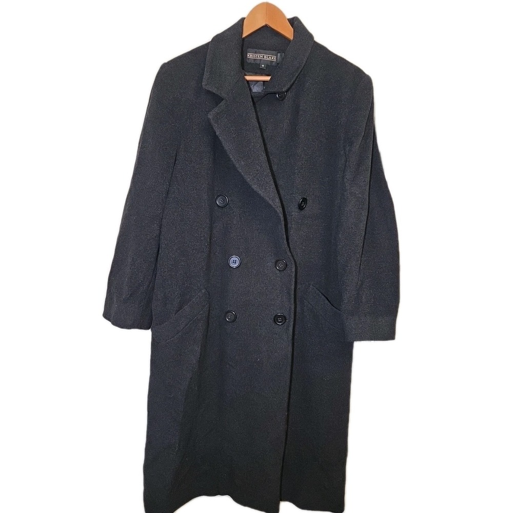 Kristen Blake Italian Wool Cashmere Blend Long Coat Dark Gray Size 18 MSRP $300